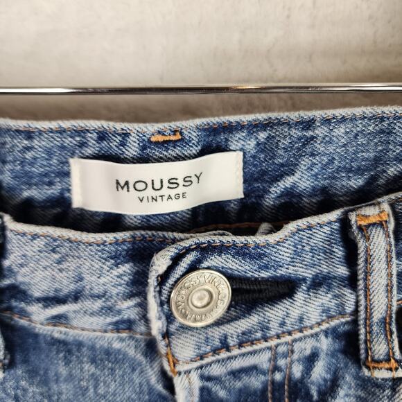 Moussy Vintage Maywood Tapered Jean Women 27 Blue Distressed Denim Button Fly - Picture 7 of 9